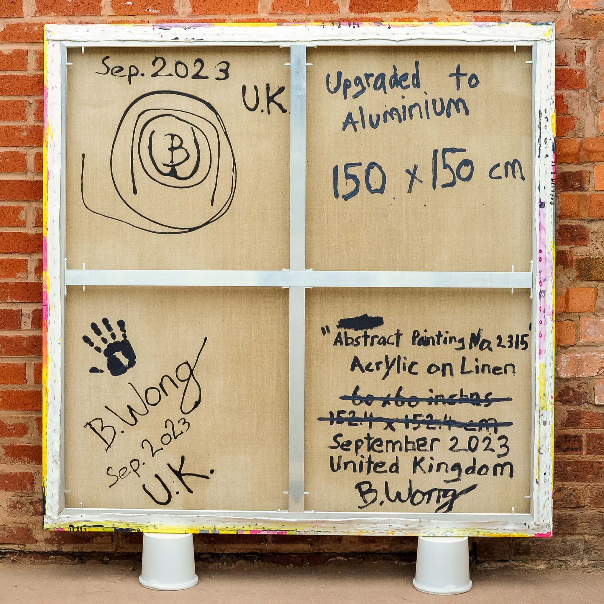 Back view of Original Abstract No. 2315 on aluminium stretcher bar