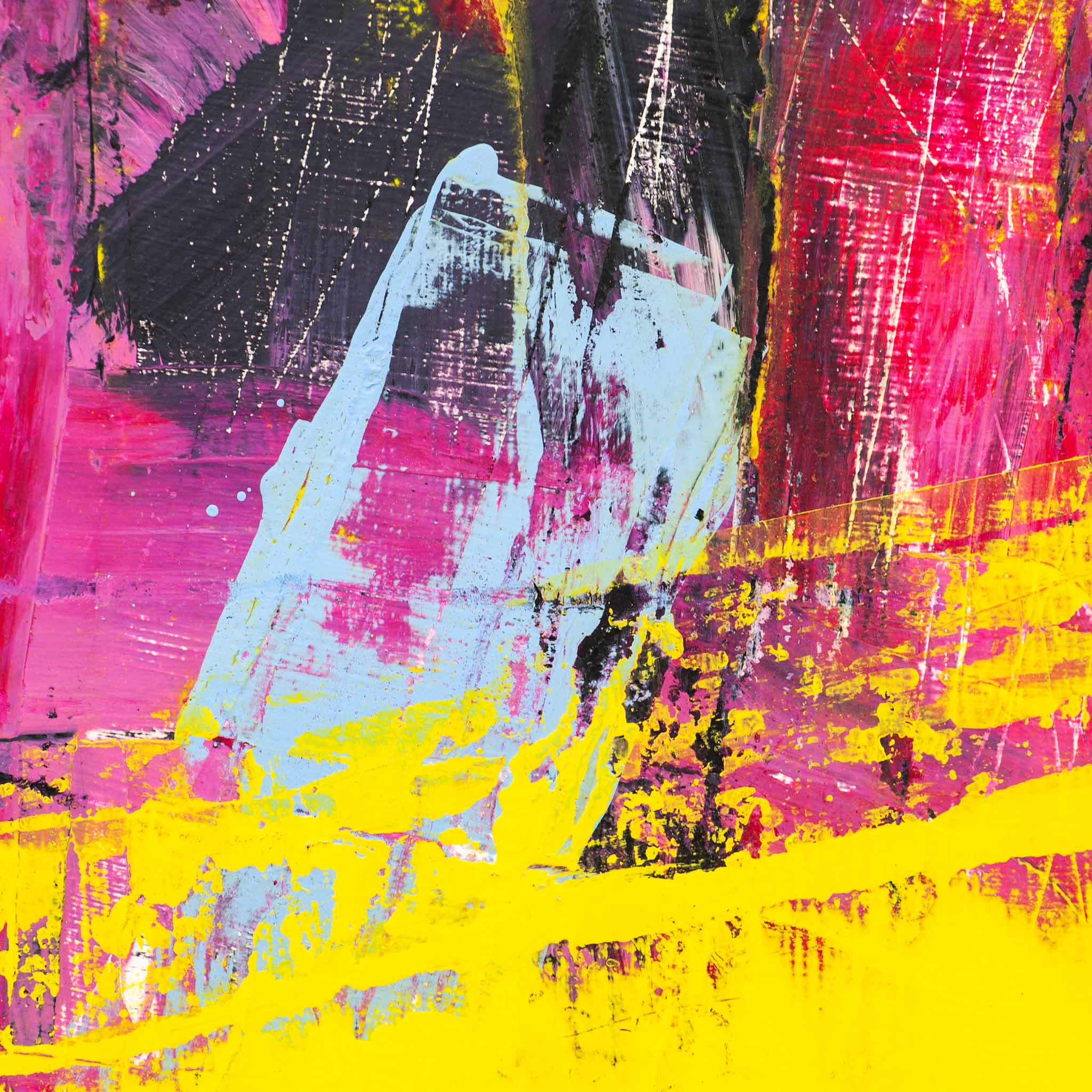 Detail of yellow and white layered areas showing tonal blending on Original Abstract No. 2320