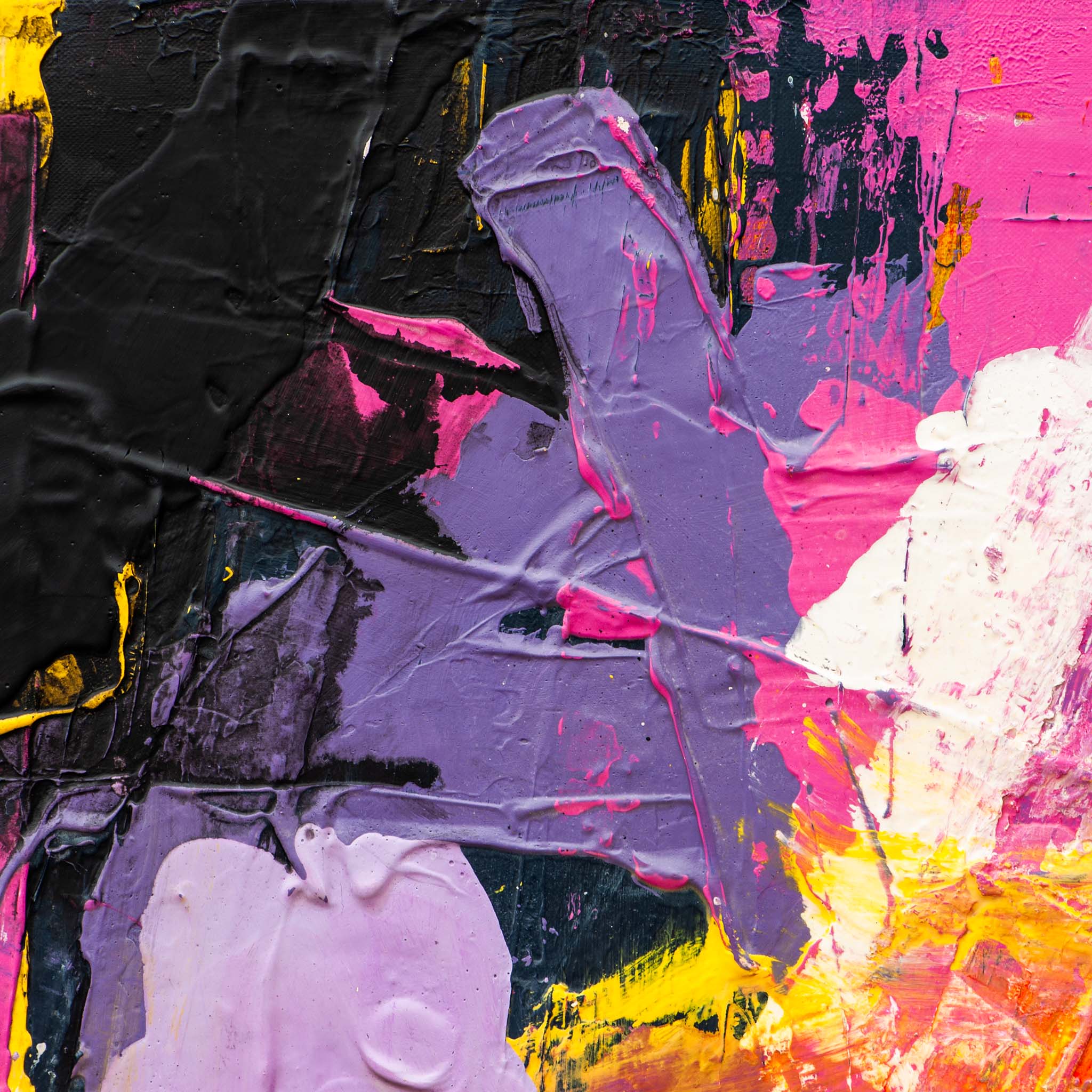 Close-up of black and magenta layering showing surface depth of Original Abstract No. 2315