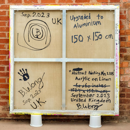 Back view of Original Abstract No. 2315 on aluminium stretcher bar