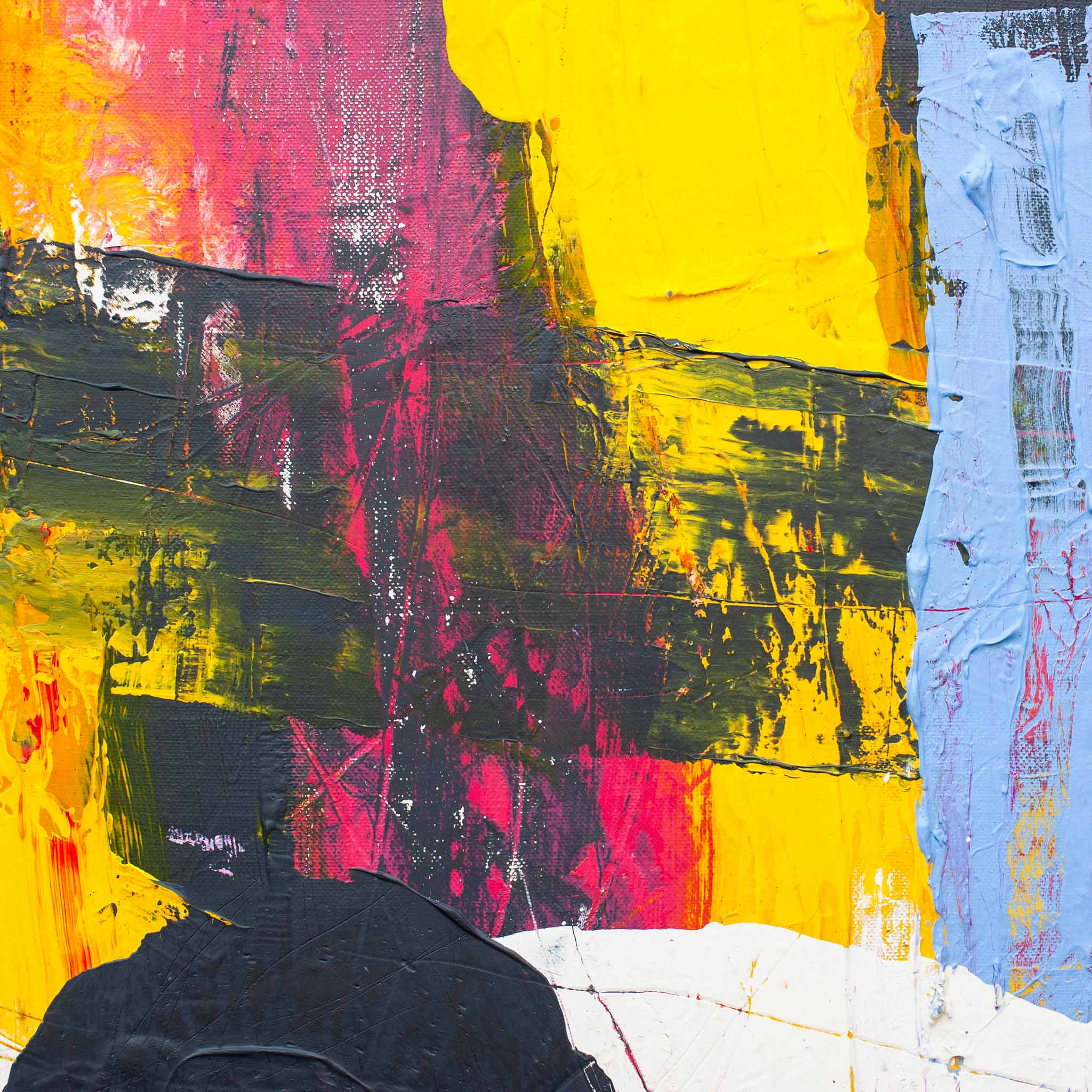 Edge and corner detail of Original Abstract No. 2318 on aluminium stretcher bar