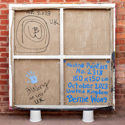 Rear view of Original Abstract No. 2318 showing aluminium stretcher and mounting detail