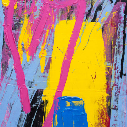 Edge and corner detail of Original Abstract No. 2320 on aluminium stretcher bar