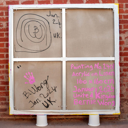 Rear view of Original Abstract No. 2401 showing aluminium stretcher and mounting detail