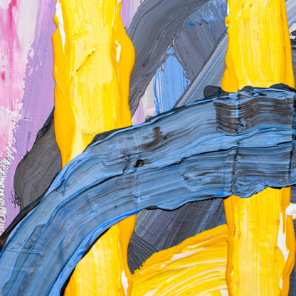 Detail of blue and yellow layered areas showing tonal variation on Original Abstract No. 2405