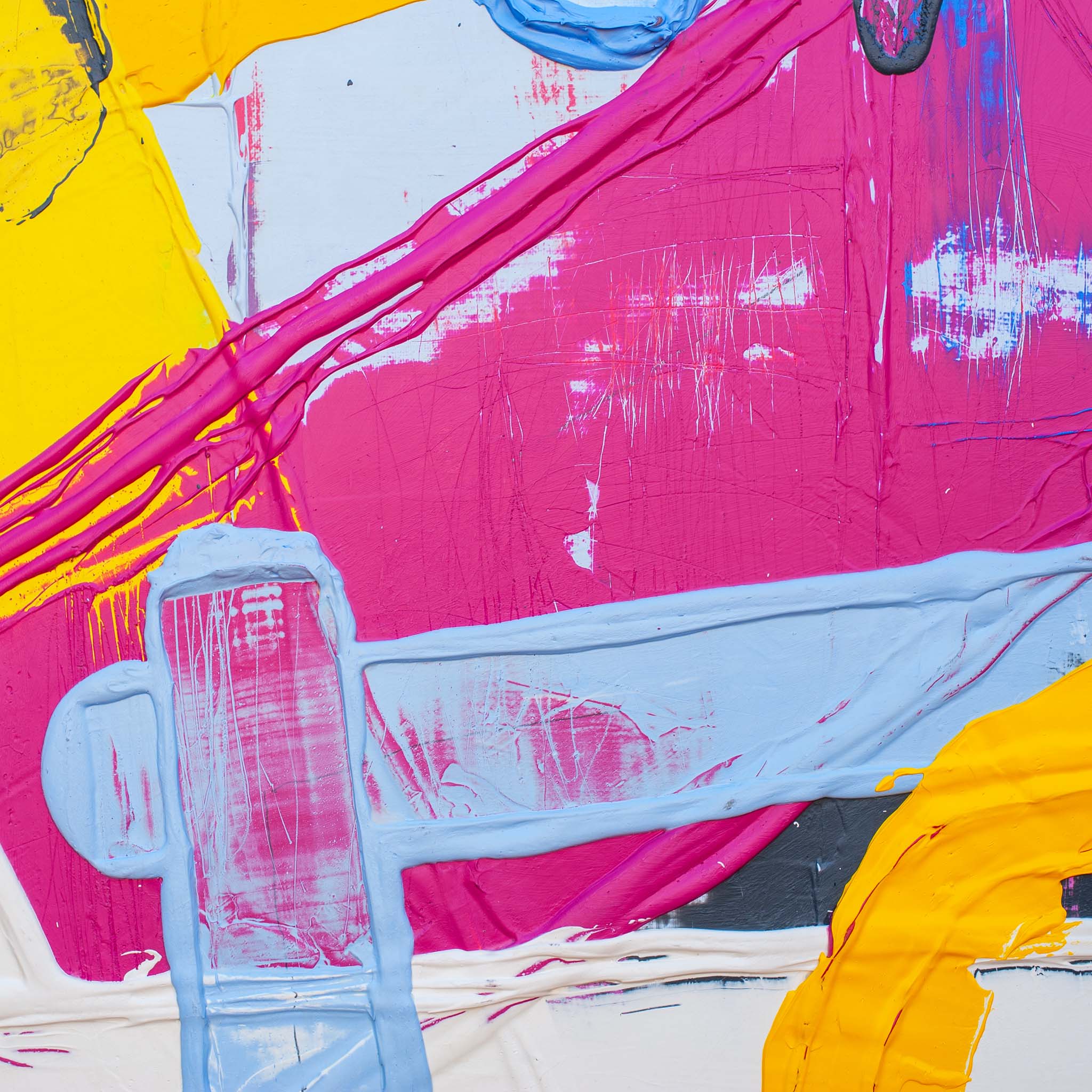 Detail of green and white layered sections showing tonal blending on Original Abstract No. 2417