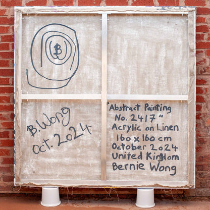 Rear view of Original Abstract No. 2417 showing aluminium stretcher and mounting detail