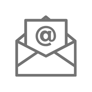 Icon of an open envelope with an email address symbol inside on a white background